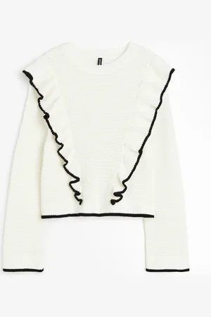 H&M Frill-trimmed textured-knit jumper