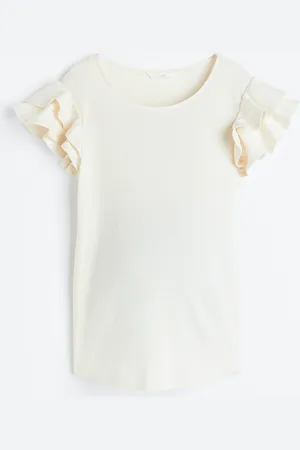 H&M MAMA Flutter-sleeved jersey top