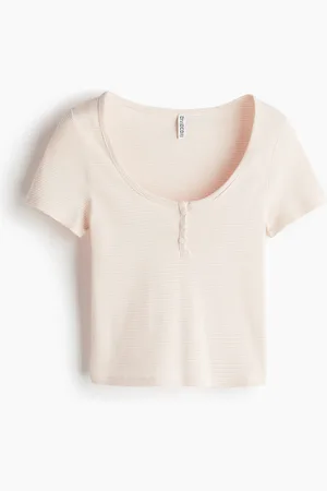 H&M Button-top scoop-neck T-shirt