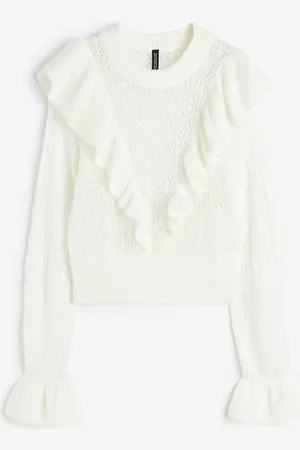 H&M Frill-trimmed pointelle-knit jumper