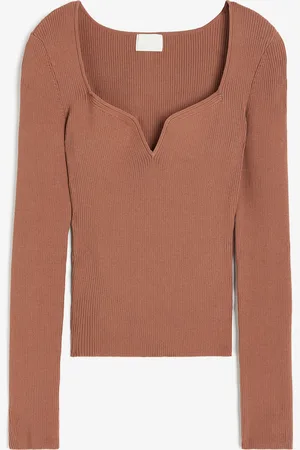 H&M Rib-knit sweetheart-neck top