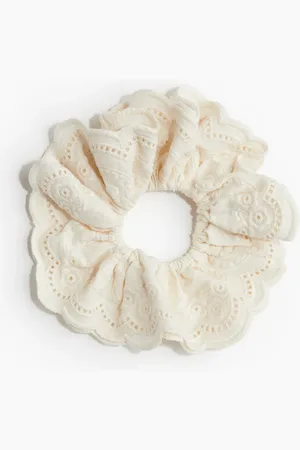 H&M Embroidered cotton scrunchie