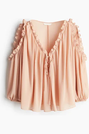 H&M Cold-shoulder chiffon blouse