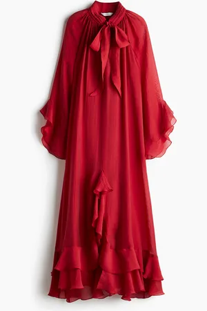 H&M Flounced tie-neck dress
