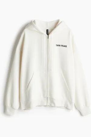 H&M Oversized motif-detail zip-through hoodie
