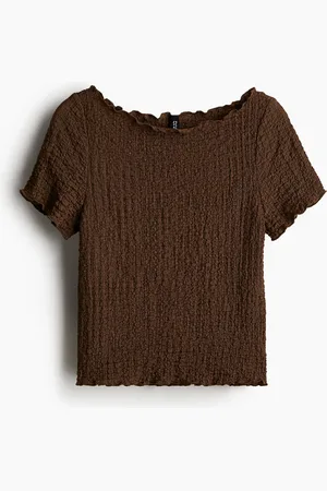 H&M Overlock-detail textured T-shirt