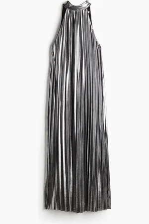 H&M Pleated tie-neck dress