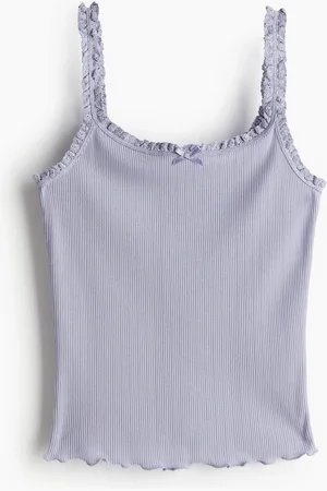 H&M Lace-trimmed jersey strappy top