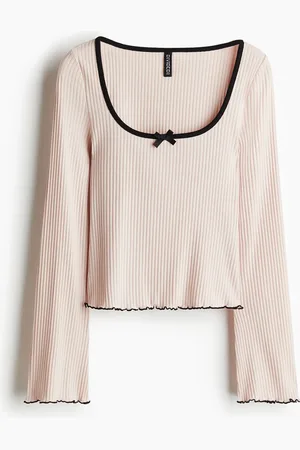 H&M Overlock-detail ribbed top