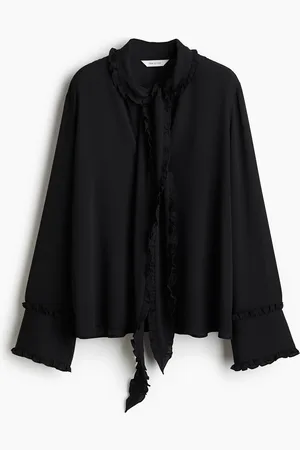 H&M Frill-trimmed tie-neck blouse
