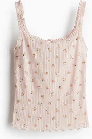 H&M Lace-trimmed jersey strappy top