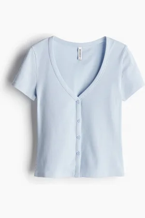 H&M Ribbed button-front T-shirt
