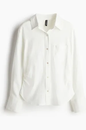 H&M Gathered linen-blend shirt