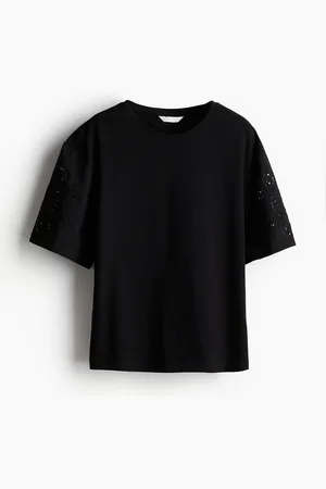 H&M Broderie anglaise-sleeve T-shirt