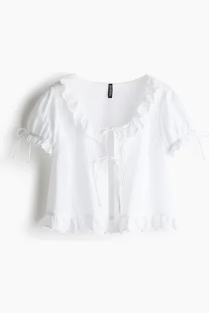 H&M Frill-trimmed cotton blouse