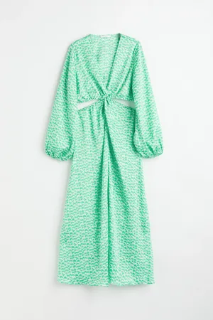 H&M Balloon-sleeved cut-out crêpe dress