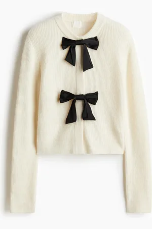 H&M Bow-front rib-knit cardigan