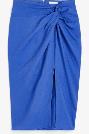 H&M Knot-detail linen-blend skirt