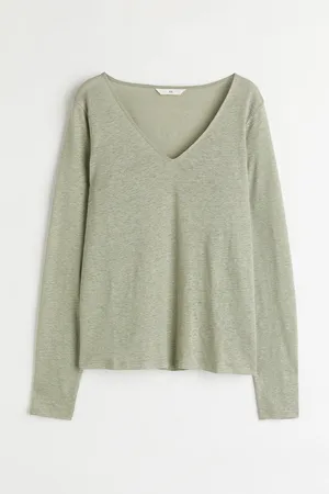 H&M Long-sleeved linen jersey top