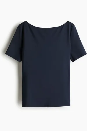 H&M Boat-neck microfibre top