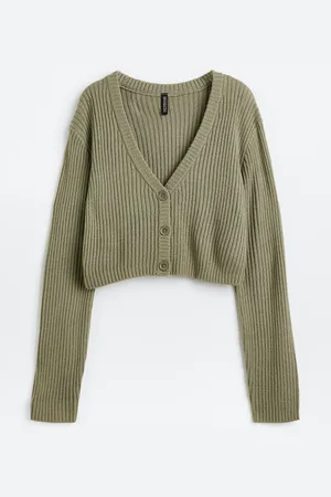 H&M Cropped rib-knit cardigan
