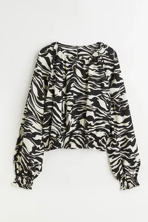 H&M Patterned balloon-sleeved blouse