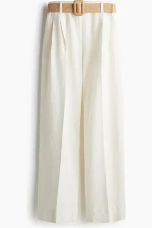 H&M Belted linen-blend trousers