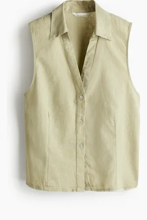 H&M Sleeveless linen-blend shirt