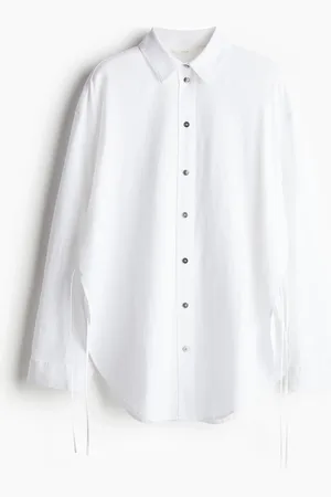 H&M Tie-detail linen-blend shirt