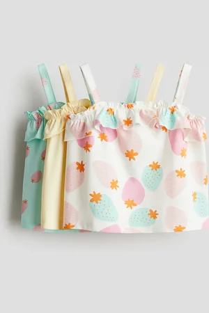 H&M 3-pack flounce-trimmed strappy tops
