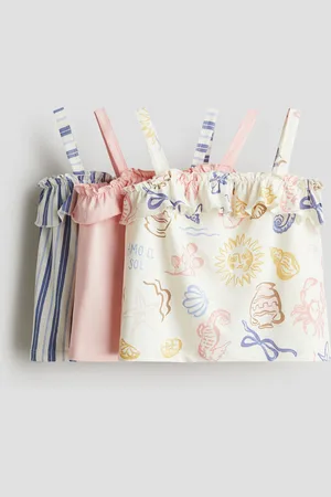 H&M 3-pack flounce-trimmed strappy tops