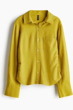 H&M Gathered linen-blend shirt