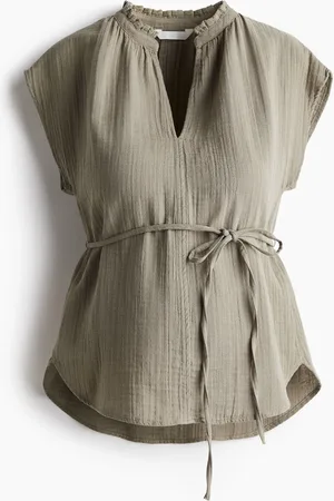 H&M MAMA Tie-belt muslin blouse