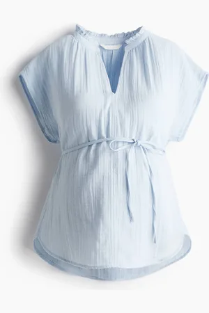 H&M MAMA Tie-belt muslin blouse