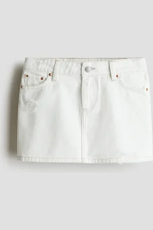 H&M Worn-out-detail denim skirt