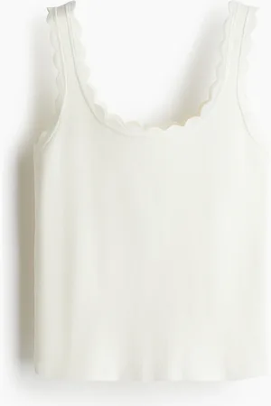 H&M Scalloped fine-knit vest top