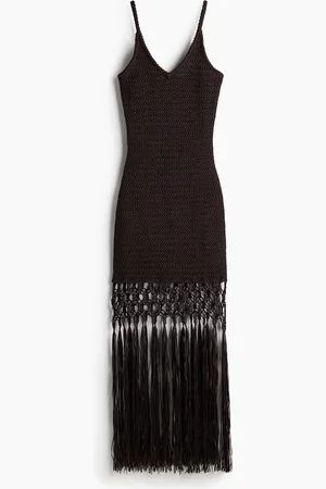 H&M Fringed crochet-look dress
