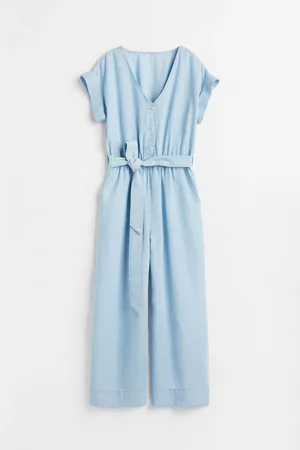 H & M V-neck denim jumpsuit