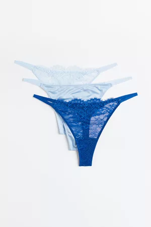 3-pack Picot-trimmed Briefs - Light blue/glittery - Ladies
