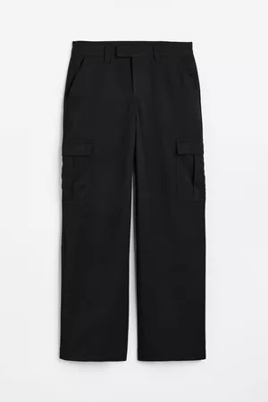 Black Oversized Straight Leg Two Side Pockets Cargo Trousers  Ella  Femme  Luxe UK 2023