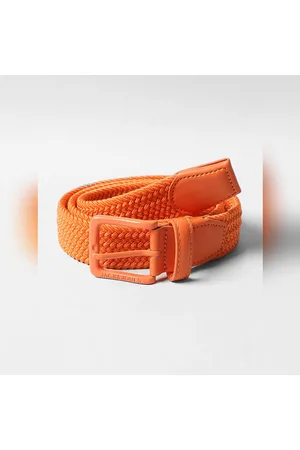 Valentino Garavani Vlogo Crocodile & Brass Belt In Orange
