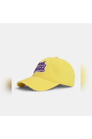 Yellow Branding Detail Baseball Cap|281946802