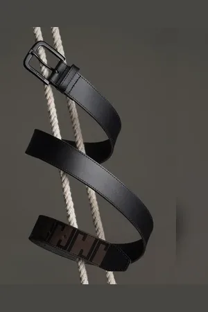 JACK & JONES Black Printed Leather Belt