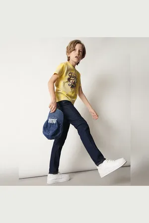 JACK & JONES Boys Dark Blue Mid Rise Clark Regular Fit Jeans