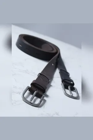 JACK & JONES Brown Leather Cut-Out Detail Belt