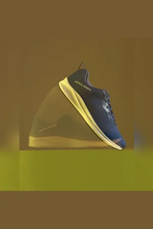 JACK & JONES Blue Knit Lace-Up Sneakers