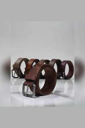 JACK & JONES Brown Burnished Leather Belt
