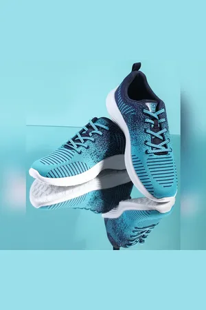 JACK & JONES Aqua Blue Printed Mesh Sneakers