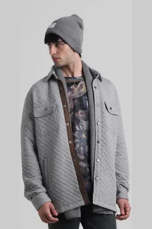 JACK & JONES Light Grey Textured Oversized Shacket