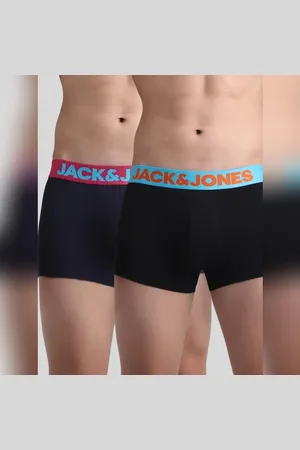JACK & JONES Pack Of 2 Blue & Black Logo Print Trunks